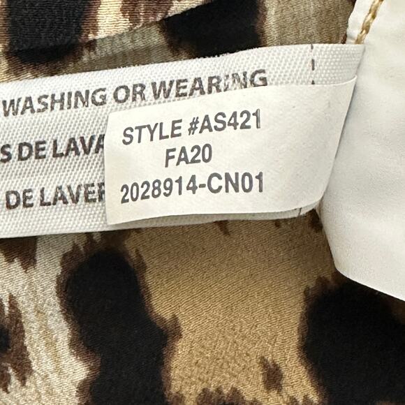 J. Crew Button Down Top Womens 00 Brown Leopard Print 100% Silk Mob Wife Core - Picture 9 of 9